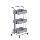 Carrinho Organizador Multiuso 3 Prateleiras Rodinhas Cesta de Metal