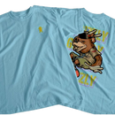 CAMISETA GRIZZLY URSO SKATE - Azul Bebê/Laranja/Rosa