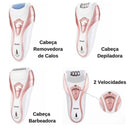 Depilador Elétrico Kemei KM-3010 Recarregável 3 em 1 Bivolt Com Lixador de pés e Aparador de pelos