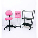 KIT Mesa Carrinho Salus Auxiliar + + Apoio de Braço Mobly + Cadeira Confort Rosa