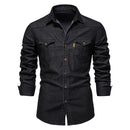 Camisa Jeans Iron Manga Longa Preto