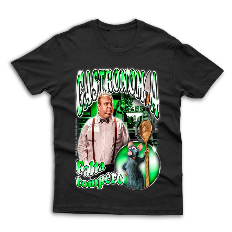 Camiseta Gastronomia Falta Tempero Érick Jacquin Preto