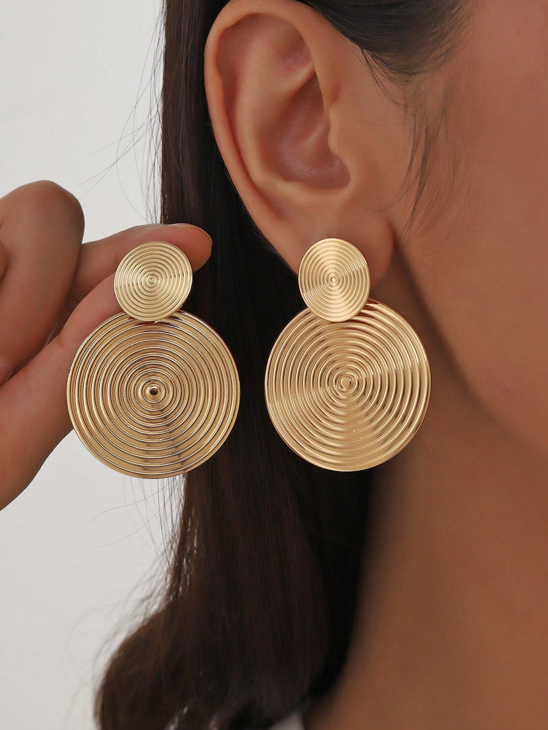 Par de Brincos Oval Deslumbrante Dourado