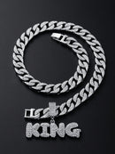 Cólar Cubano King Letter Prateado