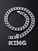 Cólar Cubano King Letter Prateado