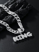 Cólar Cubano King Letter Prateado