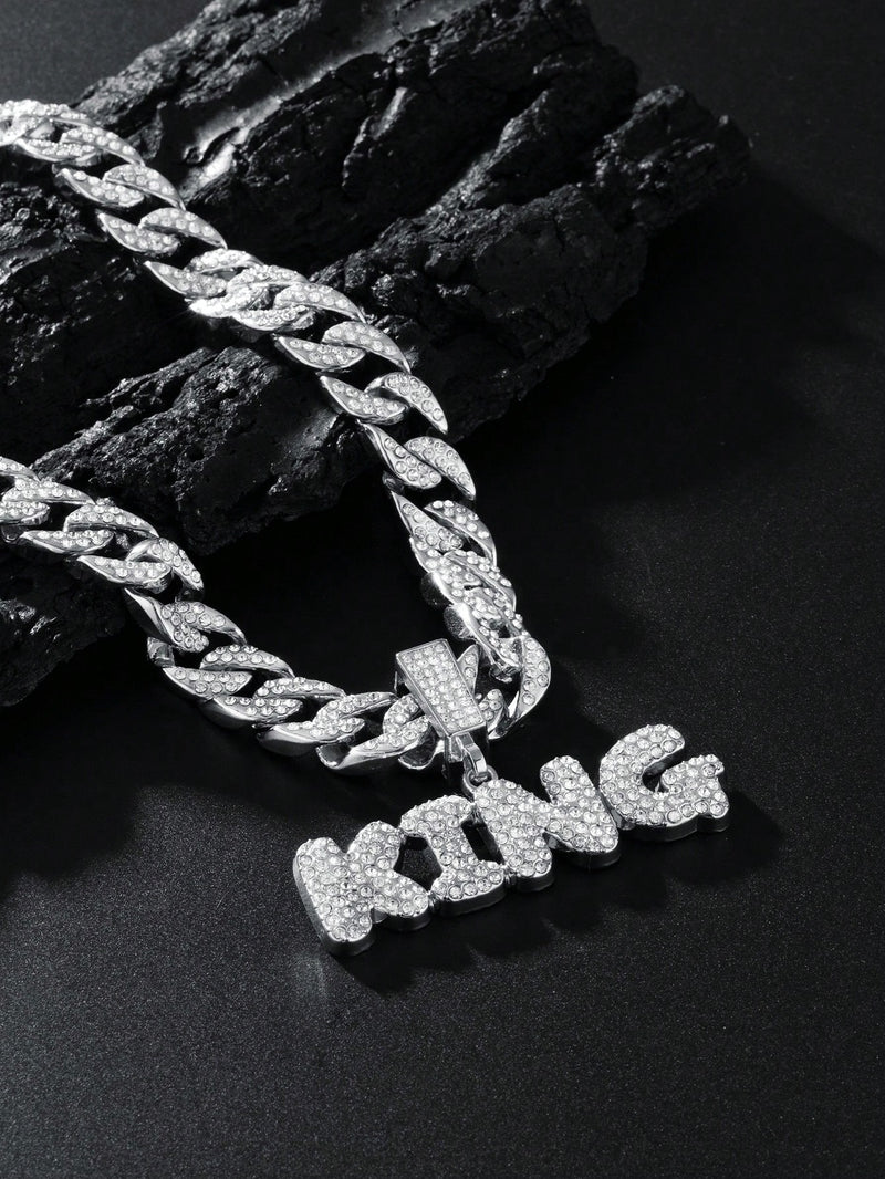 Cólar Cubano King Letter Prateado