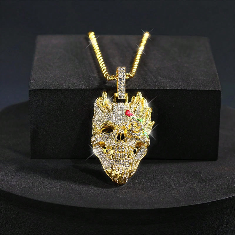 Cólar Caveira Hip Hop G Gold
