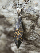 Cólar Pedra Inlay de Meteorito