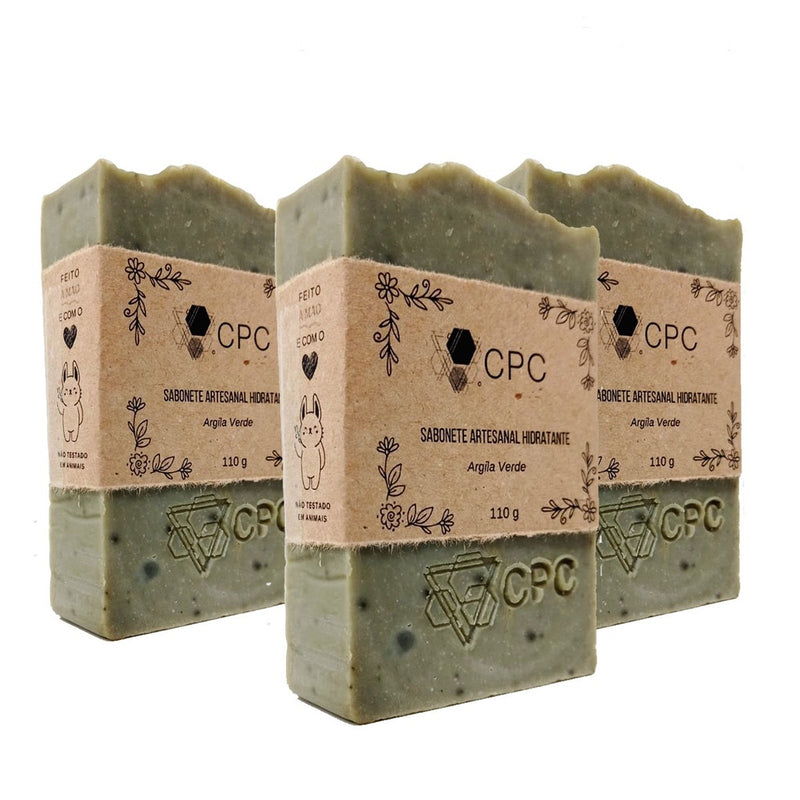 Kit 3x Sabonete Artesanal Detox Com Argila Verde 110g