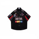 Camisa Heipa Americano Botão Ins Hip Hop Preto