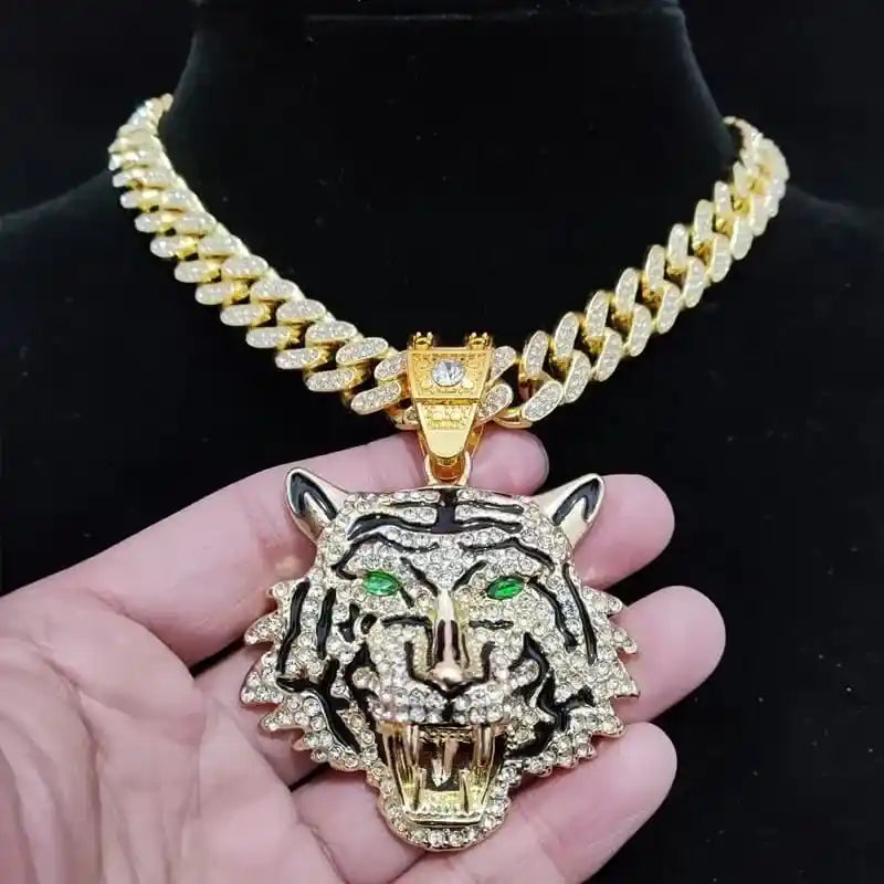 CÓLAR TIGER PEND BECK ICE CUBANO - Dourado;Prateado
