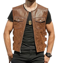 Colete de Couro Vring Castanho