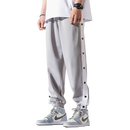 Calça Larga Botão de Lado Full - Branco/Preto