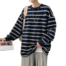 Camisa Jinci Listras Manga Longa Azul