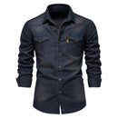 Camisa Jeans Iron Manga Longa Azul Marinho