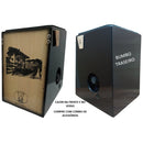 Cajon 2 Bumbos Eletro Acústico Preto Notas Brancas