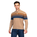 Manga Longa Patchwork Pullover Mock Cáqui