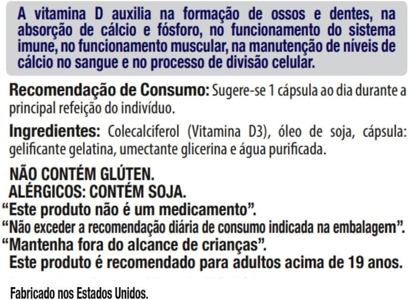 Vitamina Ultra D3 2.000 Ui 100 Vitgold 100 cápsulas