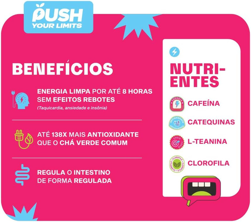 Pó de Chá Verde Matcha Premium Push Matcha 60g | Foco, Antioxidante e Energia Prolongada - Japonesa