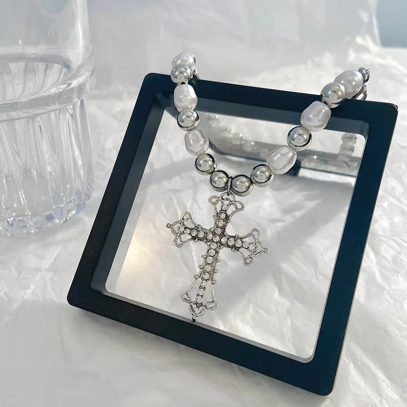 COLAR DE PÉROLA PEARL ZIRCON COM TERÇO CRISTÃ