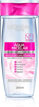 Água Micelar 5 Em 1 200ml Demaquila, Limpa, Purifica, Suaviza, Elimina Impurezas e Reequilibra a Pele