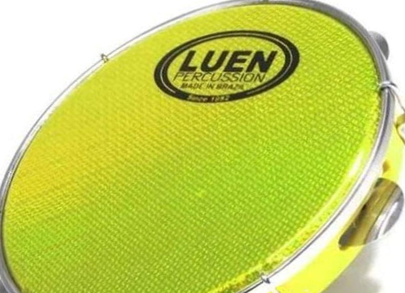 Pandeiro Luen Cromada Hol Amarelo 10" Am 6 Afin Plat Inx Ferragem