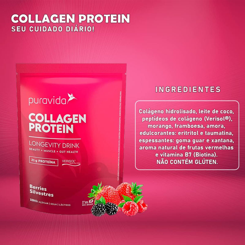 Collagen Protein Berries Silvestres Hidrolisado Puravida Verisol 450g
