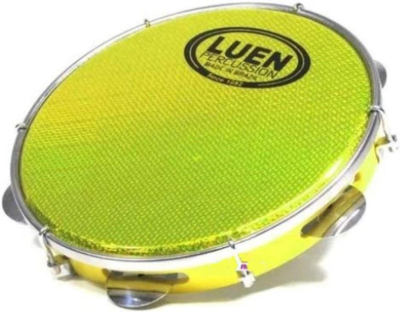Pandeiro Luen Cromada Hol Amarelo 10" Am 6 Afin Plat Inx Ferragem