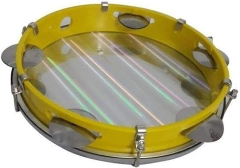 Pandeiro Luen Cromada Hol Amarelo 10" Am 6 Afin Plat Inx Ferragem