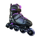 Patins Roller In Line Ajustável C/ Led Roxo Preto