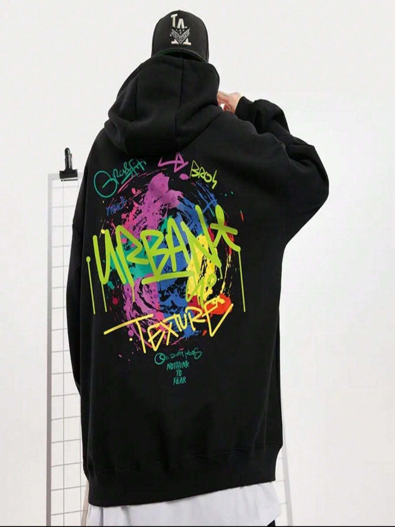 Moletom Canguru Oversize Graffiti Preto