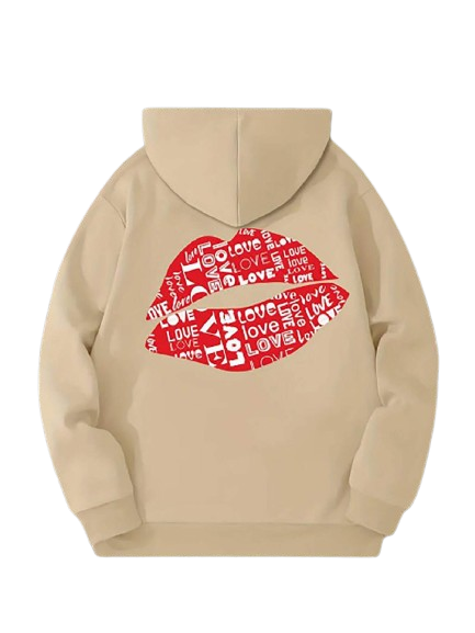 Moletom Canguru Oversize Love Bege