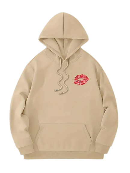 Moletom Canguru Oversize Love Bege