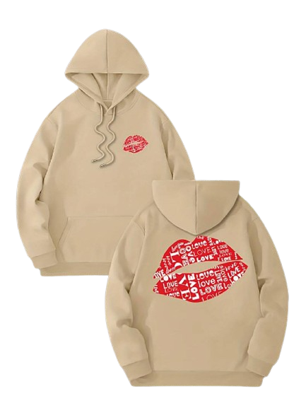 Moletom Canguru Oversize Love Bege