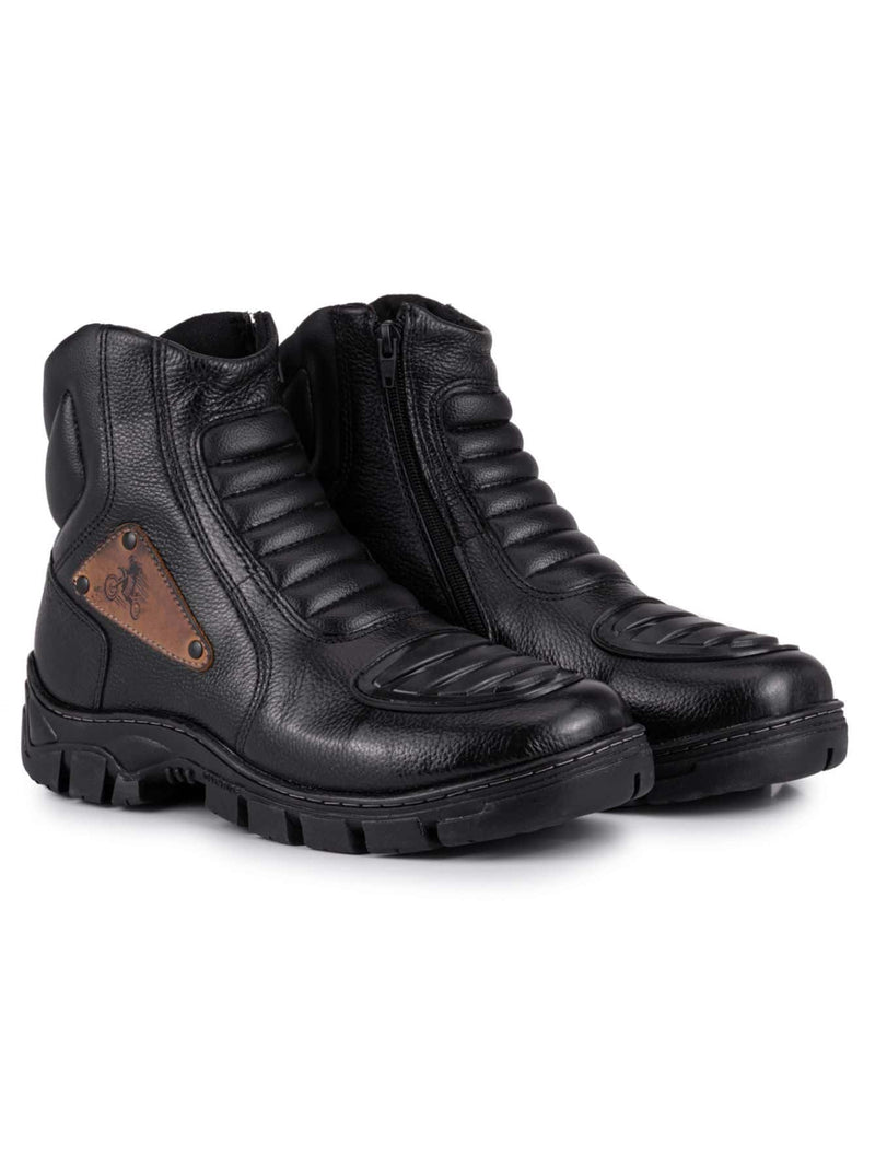 Coturno Motorc Couro Preto