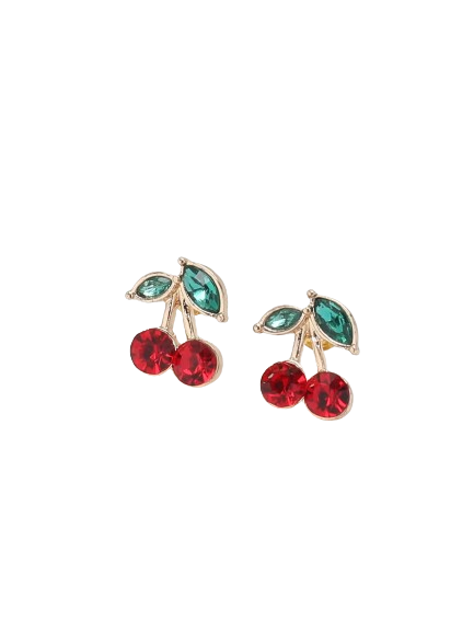 Par de Brincos Cereja Strass