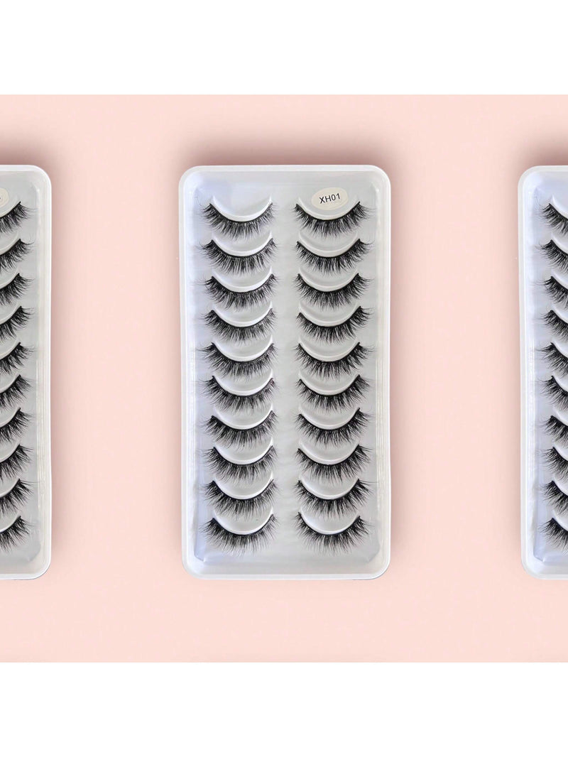 Cartela com 10 Pares de Cílios Postiços Efeito Natural - 5 Modelos