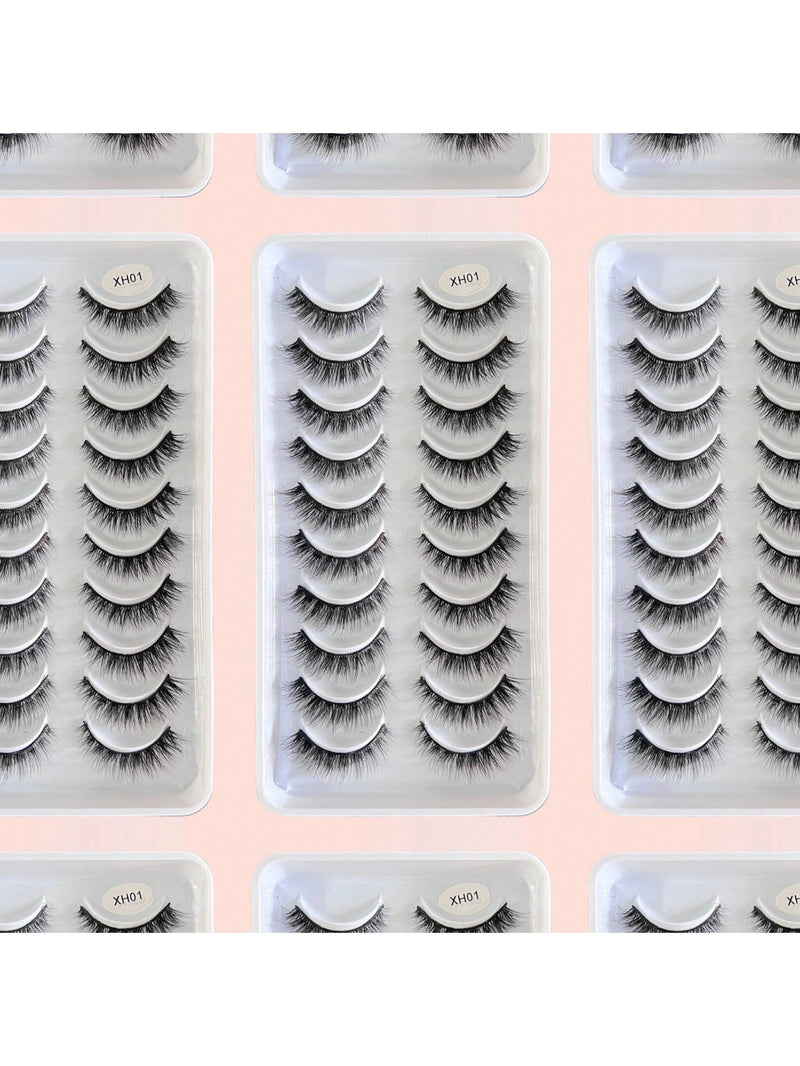 Cartela com 10 Pares de Cílios Postiços Efeito Natural - 5 Modelos