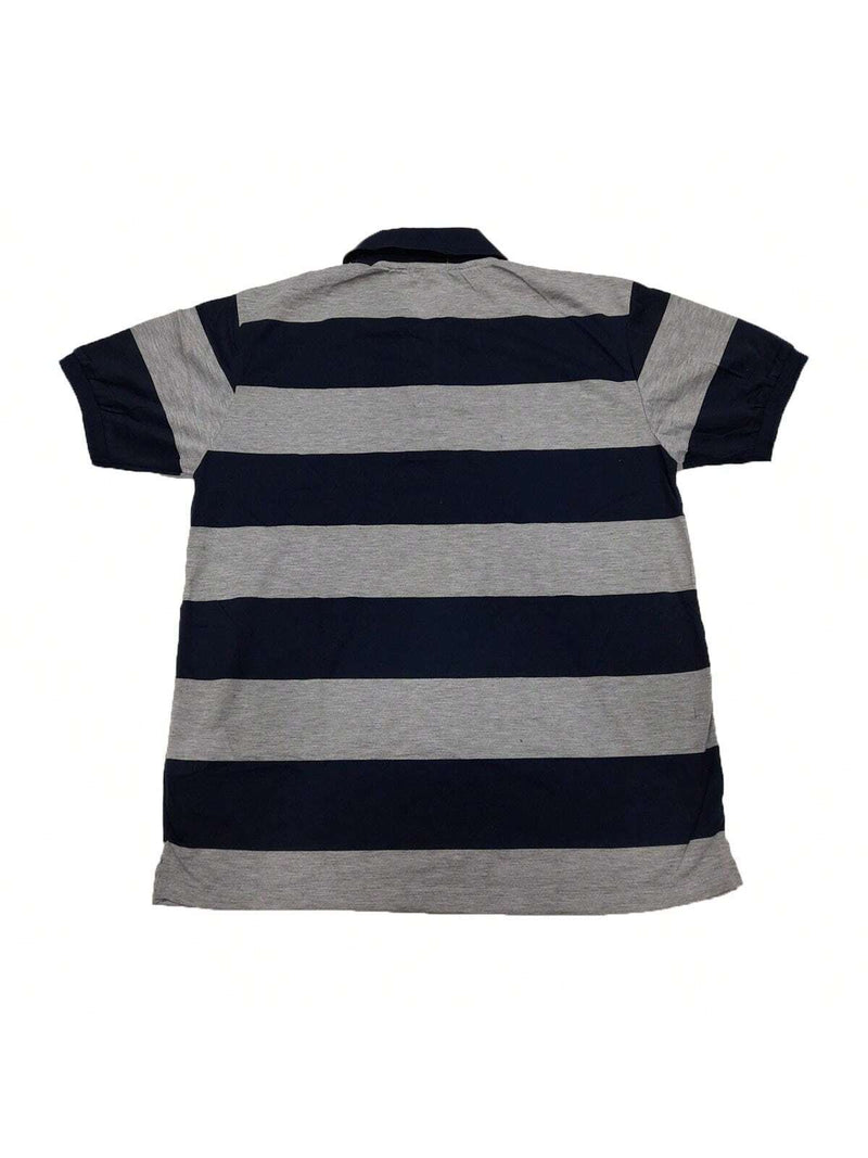 Camisa Polo Listrada Azul Cinza