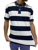 Camisa Polo Listrada Horizontal 40.1 Branco Azul