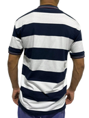 Camisa Polo Listrada Horizontal 40.1 Branco Azul