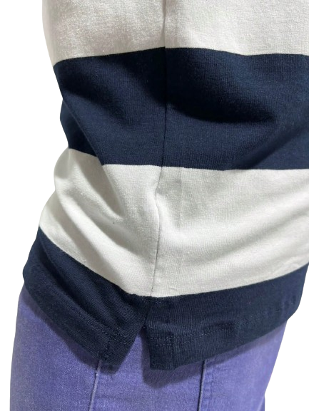 Camisa Polo Listrada Horizontal 40.1 Branco Azul