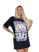 CAMISETA OVERSIZED MUNDO DE COGUMELOS - Preta