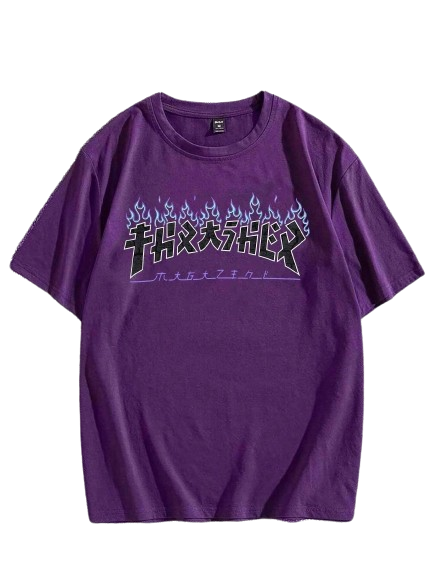 Camiseta Thrasher Magazine Fogo Azul - Roxo