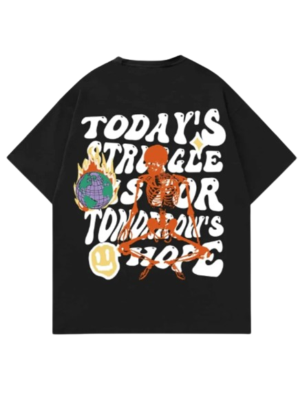 Camiseta Oversize Today's Strugle - Preto
