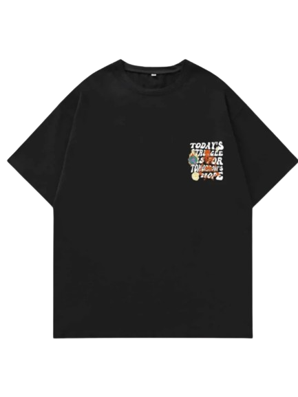 Camiseta Oversize Today's Strugle - Preto