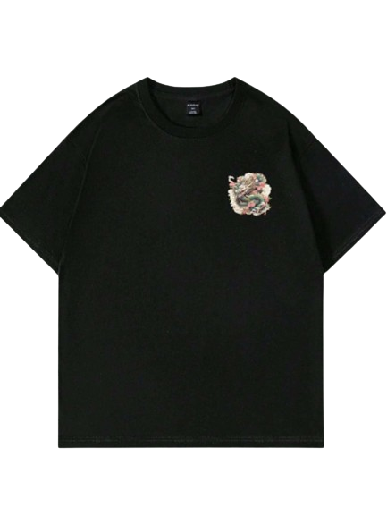 Camiseta Oversize Dragão Tóquio - Preto