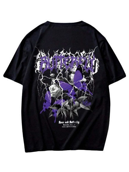 Camiseta Oversize Butterfly - Preto