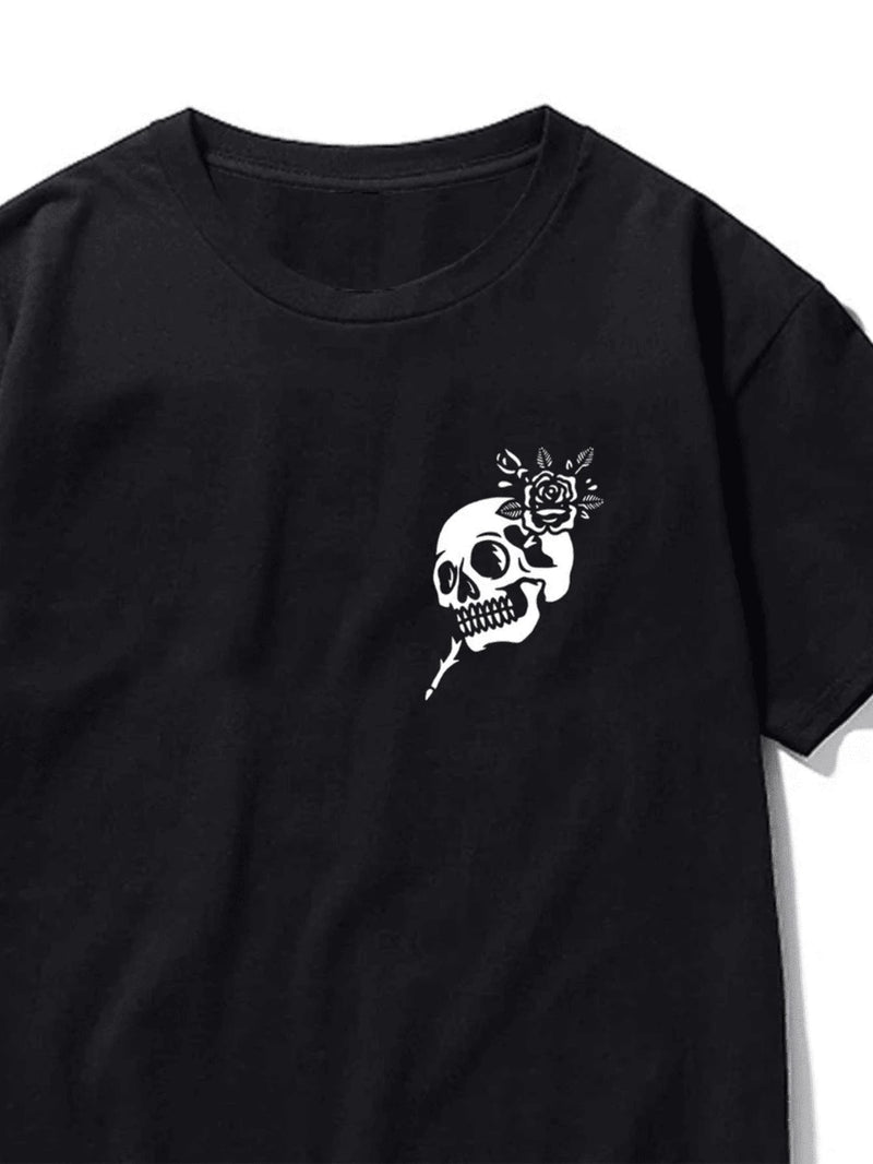 Camiseta Oversize Skull Roses - Preto